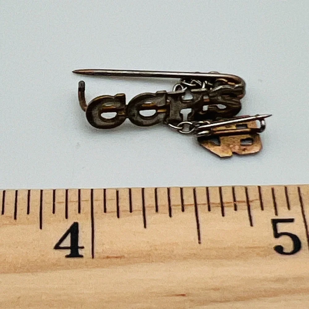 CCHS‎ High School Tie Tack Pin Chain Gold Tone Letter Vintage Mid Century 1948